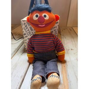 Vintage 1970s Knickerbocker Ernie Sesame Street Cloth Doll 18" Taiwan Clothes